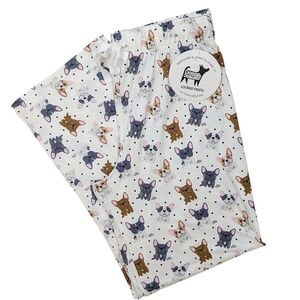 French Bulldog Frenchie Print Lounge Pant Ivory Multicolor Lily Chin M NWT